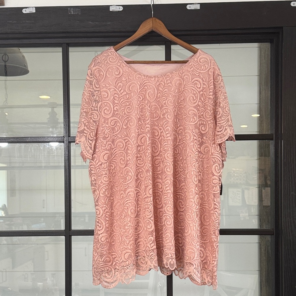 Jessica London Delicate Pink Lace Blouse